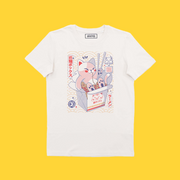 T-SHIRT - CHAT - BLANC